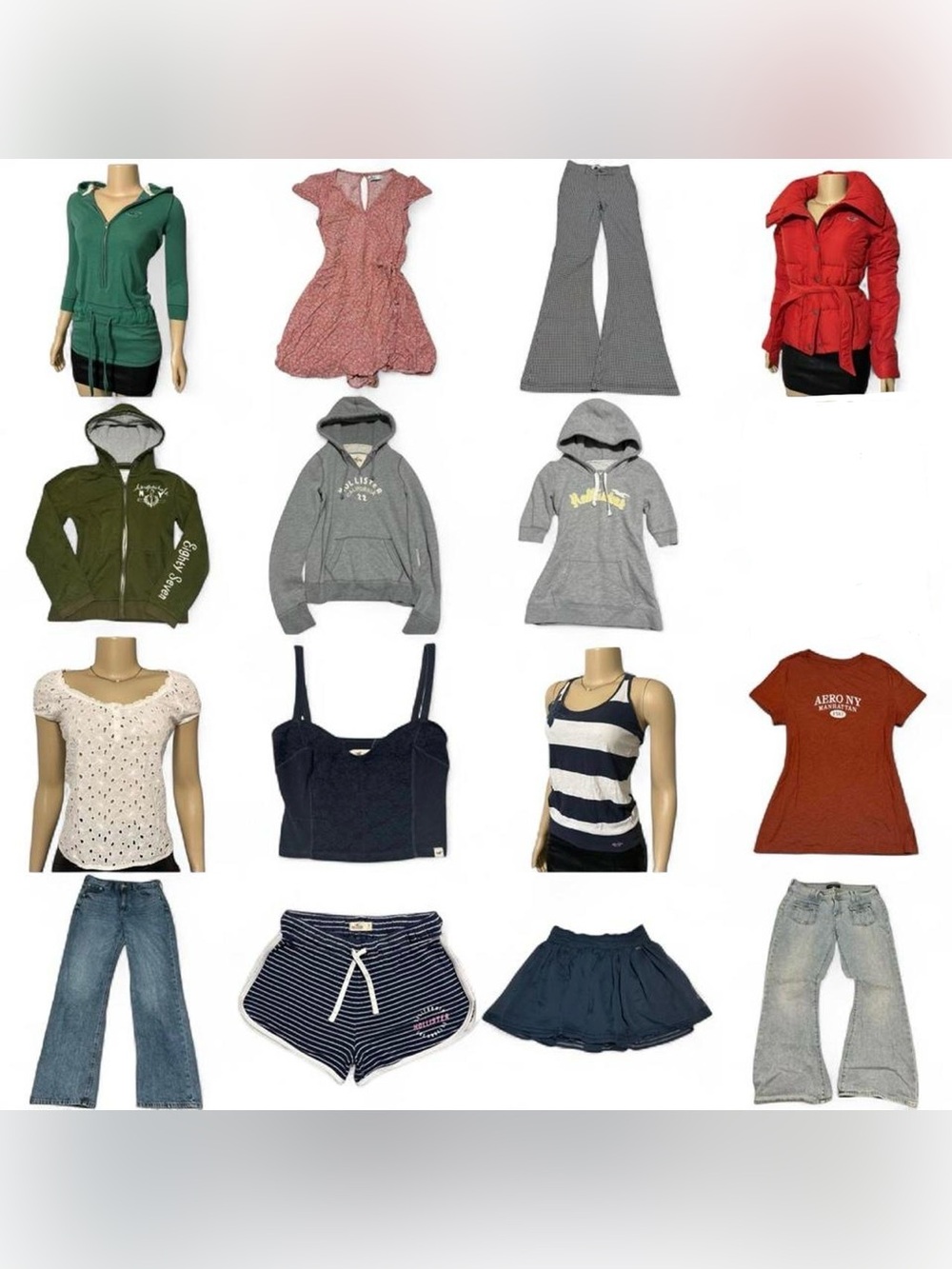 15 Piece Hollister + Aeropostale Y2K Bundle Lot | Jeans, Hoodies, etc mixed size